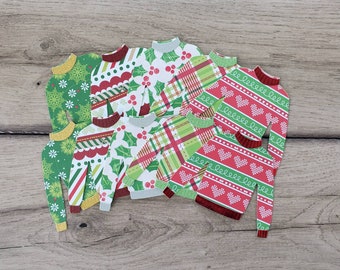 10 Christmas Sweater Die Cuts / Ugly Sweater Tags / Holiday Sweater / Cute Tags / Christmas Tags / Christmas Gifts and Pattern Sweater Tags