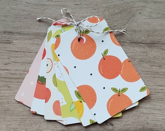 15 Fruit Gift Tags / Cherry Tomato Apple Lime Lemon Orange Tags / Food Tags / Fun Tags / Party Favor Tags / Birthday Party Tags / Price Tags