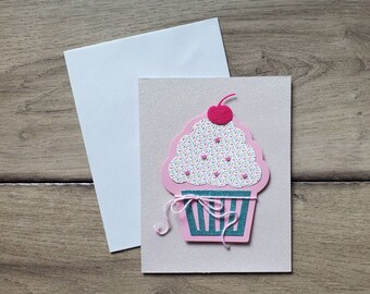 Pink Sprinkle Cupcake Card / Cute Cupcake Card / Birthday Card / Blank Cards / Baby Shower Card / Congrats Card / Holiday Card