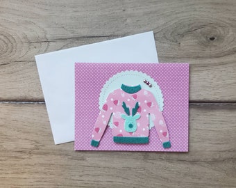 Reindeer Sweater Card / Ugly Christmas Sweater Card / Blank Card / Birthday Card / Baby Shower Card / Congrats Card / Holiday Card