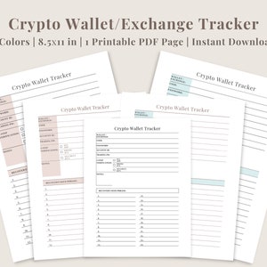 Crypto Wallet Tracker in Pink & Blue | Wallet Seed Phrase Phrase Printable | Crypto Password Tracker | Digital Download