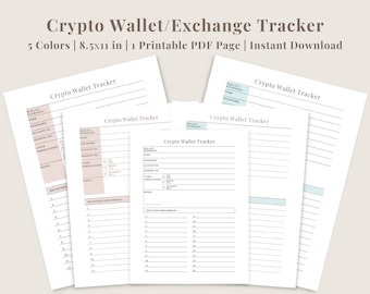 Crypto Wallet Tracker in Pink & Blue | Wallet Seed Phrase Phrase Printable | Crypto Password Tracker | Digital Download