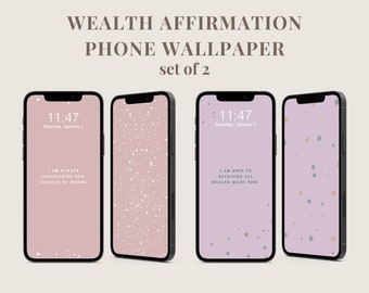Wealth Affirmation Phone Wallpaper Set of 2 | Motivational iPhone Wallpaper Quote | Money Affirmation Phone Wallpaper | Digital Download