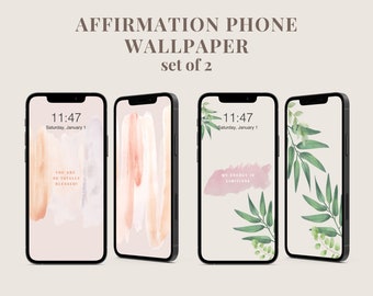 Motivational Affirmation Phone Wallpaper Set of 2 | Positive Self-Affirmation Wallpaper | Digital Phone Wallpaper Quote | Digital Download