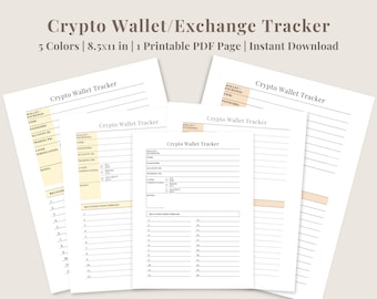 Crypto Wallet Tracker in Yellow & Orange | Wallet Seed Phrase Printable | Crypto Password Tracker | Recovery Phrase | Digital Download