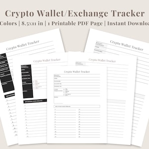 Crypto Wallet Tracker | Printable Seed Phrase Tracker | Cryptocurrency Exchange Tracker | NFT Wallet Tracker | Digital Download