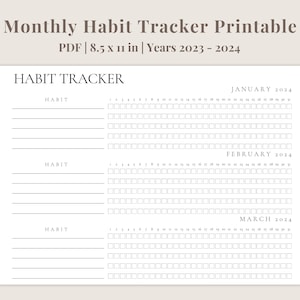 Beginner Habit Tracker Printable PDF Landscape | Goal Tracker Template | Routine Tracker | 30 Day Habit Challenge | Digital Download