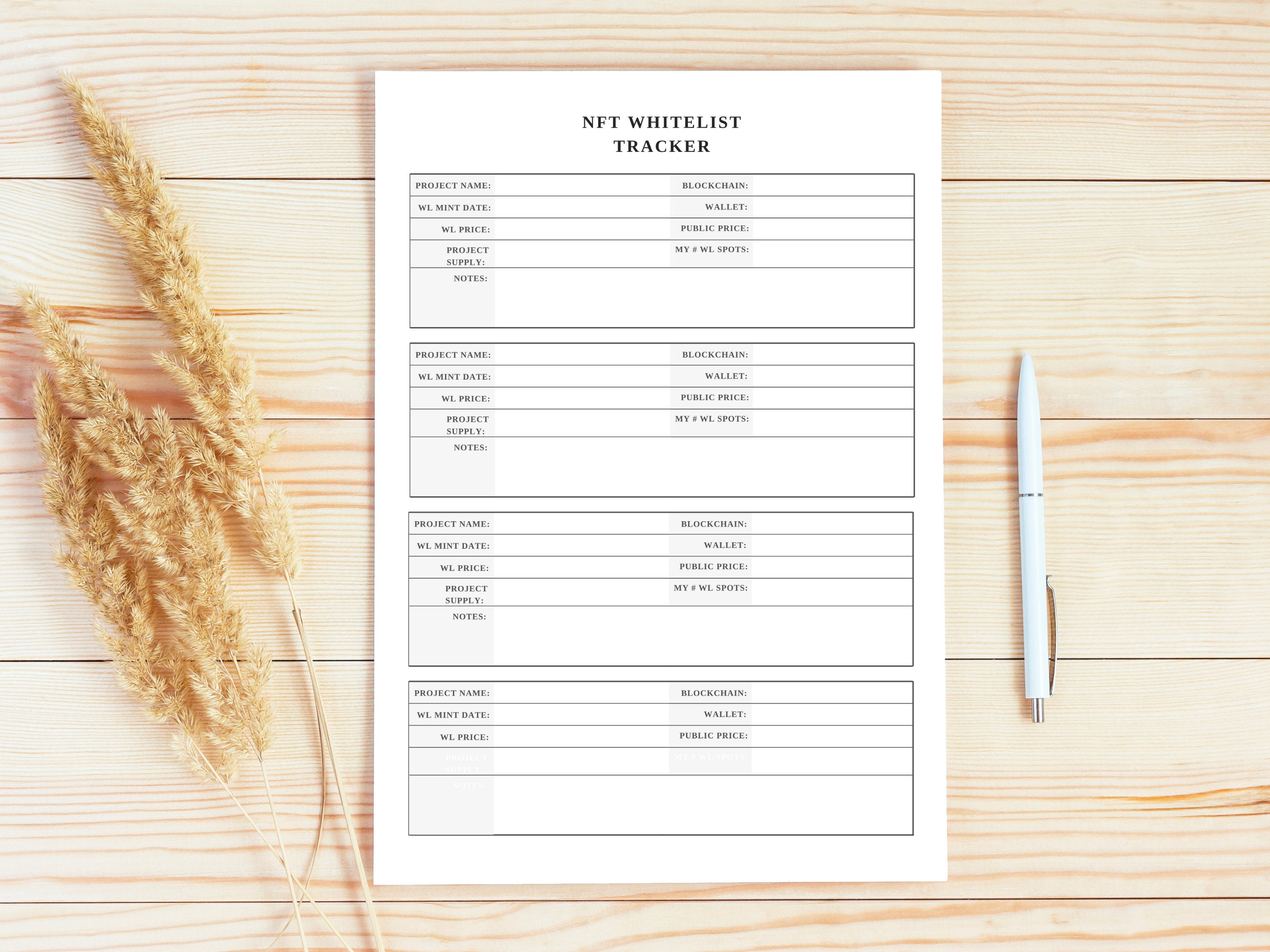 NFT Whitelist Tracker | NFT Planner | Crypto Investment Tracker | NFT  Tracker | Digital Download - Etsy