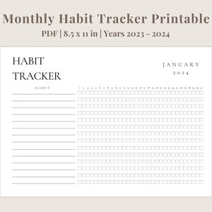 Monthly Habit Tracker Printable PDF Landscape | Goal Tracker | Routine Tracker | 30 Day Habit Challenge | Digital Download Habit Tracker