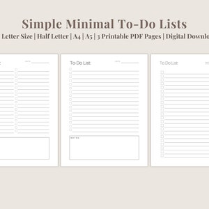 Simple To-Do List Printable | Minimal To Do List | Printable Planner Set | To Do List Planner | Planner Inserts | 3 Pages | Digital Download
