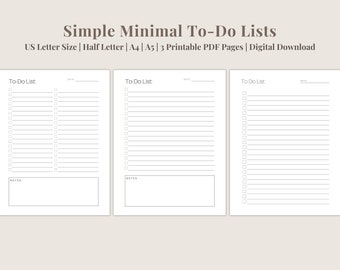 Simple To-Do List Printable | Minimal To Do List | Printable Planner Set | To Do List Planner | Planner Inserts | 3 Pages | Digital Download