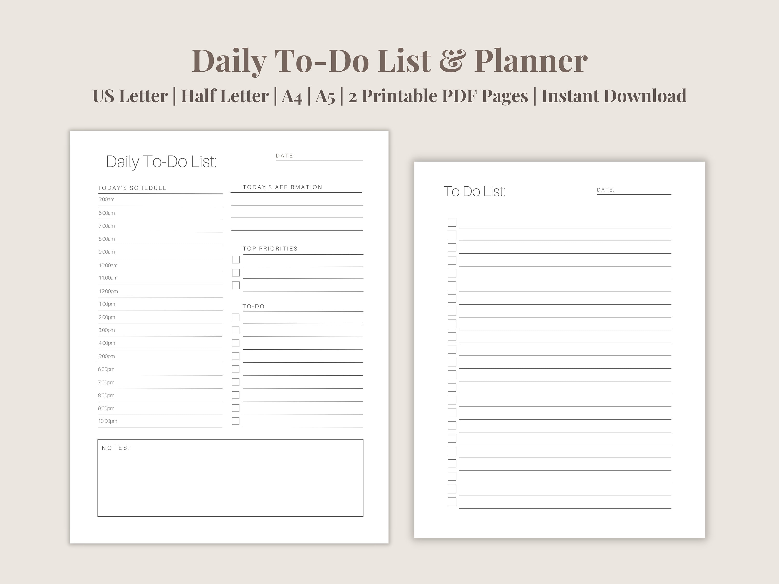 Daily to Do List Planner Printable | Productivity Planner | Daily ...
