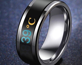 Temperature Ring Titanium Steel Mood Emotion Feeling Intelligent Temperature Sensitive Rings for Women Men Waterproof Jewelry