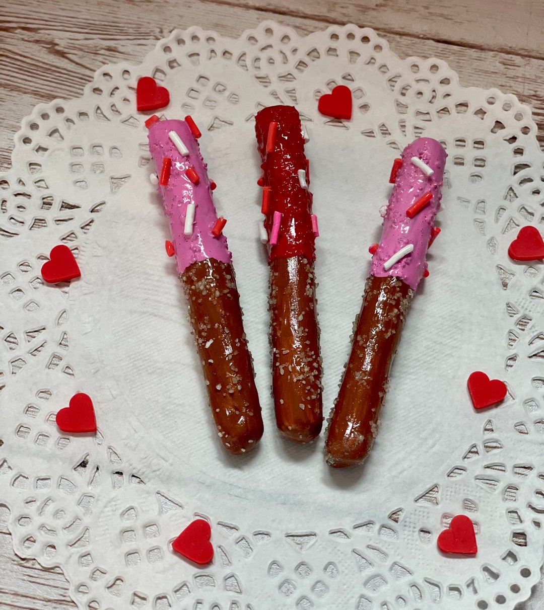 Valentines Faux Pretzel Sticks Rods Fake Whipped Cream Valentines ...