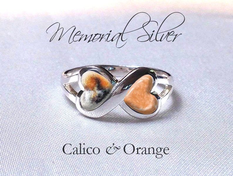 CREMATION RING DOUBLE Heart Pet Ashes 925 Sterling Silver Pet