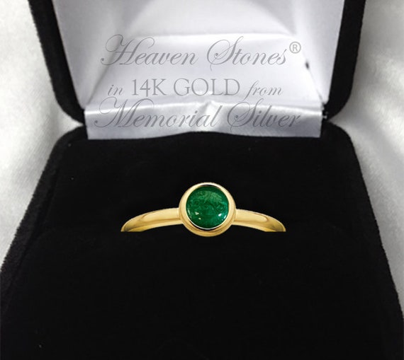 14K SOLID GOLD Solitaire Cremation Ring Pet Cremation Jewelry Heaven Stone Ring Solid Gold Memorial Ring Size 8 only