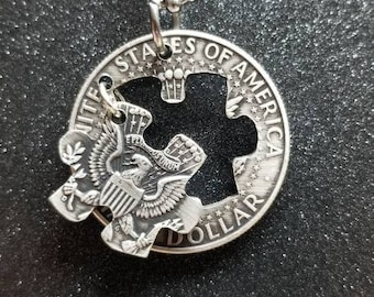 Autism Awareness Silver Pendant Puzzle Piece