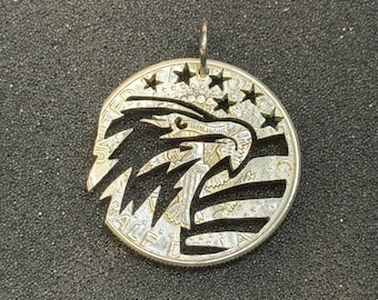 Silver Bald Eagle Flag Pendant