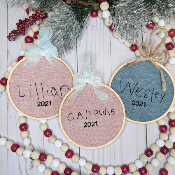Personalisierte Kinder Handschrift Ornamente (1 Name pro Ornament)