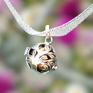 Bali harmony ball, angel caller silver, chime ball necklace, mexican bola, chime pendant, breastfeeding gift for wife new mom to be