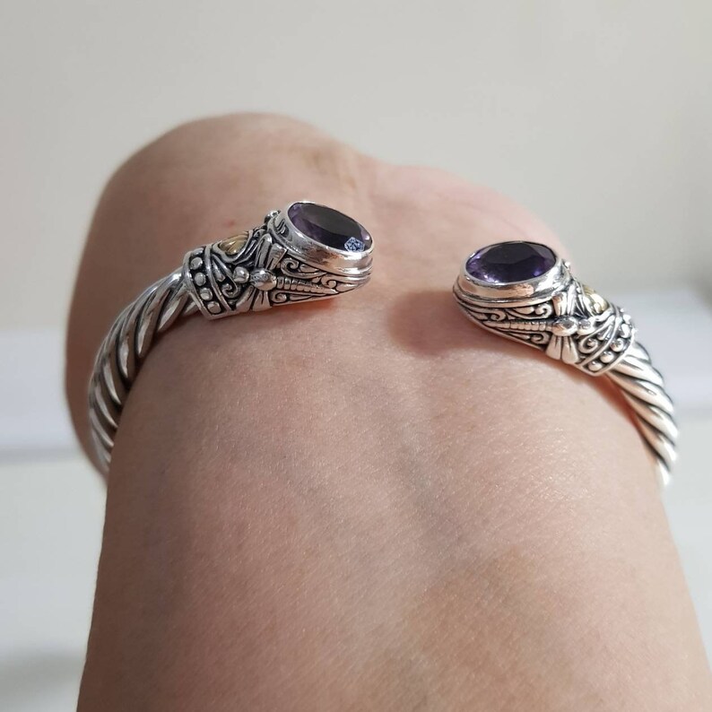 925 Bali Silver Cuff Bracelet with semi precious stone