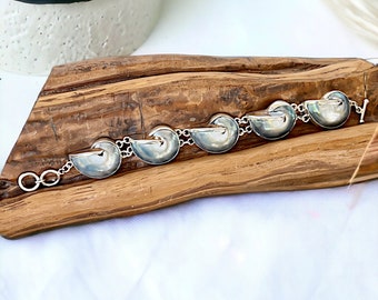 Boho Nautilus Shell Charm Bracelet - Silver Chain, Bali Jewelry