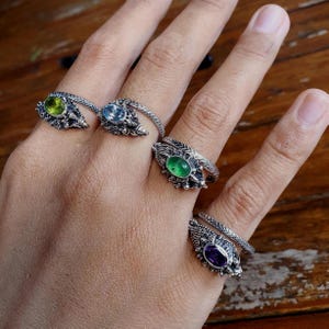 Mythical Dragon Ring for Men | Sterling Silver Adjustable Ring | Handmade Bali Serpent Jewelry | Fantasy Statement Gift