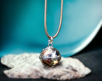 Silver Angel Caller Harmony ball pendant with lotus design pregnancy gift to new mom to be baby shower gift