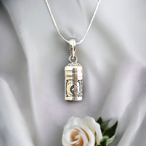 Silver Prayer Box Necklace, Delicate Star Moon Vials, keepsake Jewelry, crescent moon pill box necklace