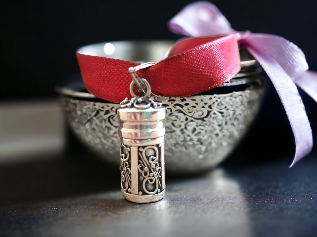 Handmade Silver Prayer Box Pendant, Stash Necklace, Umbilical Cord Holder, Affirmation Note