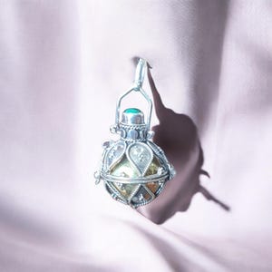 Sterling Silver Angel Caller Pendant – Mexican Bola Harmony Ball with Brass Chime for Relaxation & Wellness