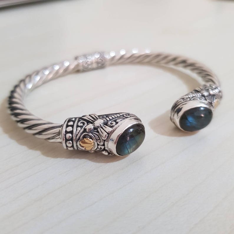 925 Bali Silver Cuff Bracelet with semi precious stone