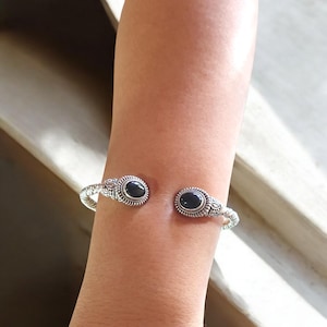 Handgjort armband i sterlingsilver med ametist - Boho Chic, 18 cm