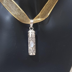 Prayer box necklace, Locket for ashes silver, cat urn necklace, cremation urn necklace cylinder vial for human ashes, secret stash pendant