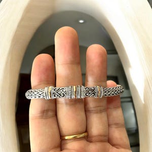 Sterling Silver Woven Bracelet 18cm | Handmade Bali chain | Vintage Oxidized Jewelry | Unisex Boho Gift for Him or Her | tulang naga design
