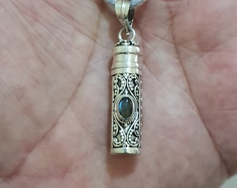 Prayer box necklace, Locket for ashes silver, cat urn necklace, cremation urn necklace cylinder vial for human ashes, secret stash pendant