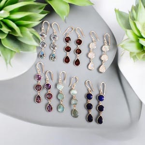 Sterling Silber Edelstein Ohrringe, Naturstein Schmuck