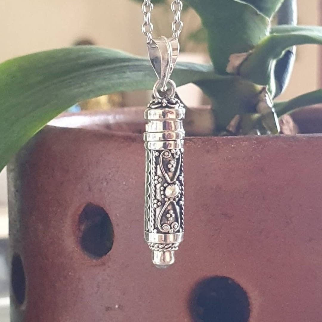 Handmade Silver Prayer Box Pendant, Stash Necklace, Umbilical Cord Holder, Affirmation Note