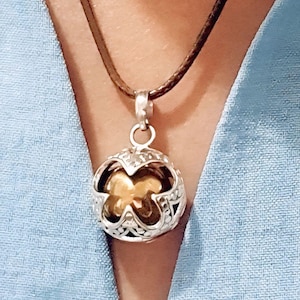 Pregnancy Harmony Ball Necklace | Mexican Bola Chime Pendant | Sterling Silver Angel Caller | Baby Shower Gift for Mom to Be