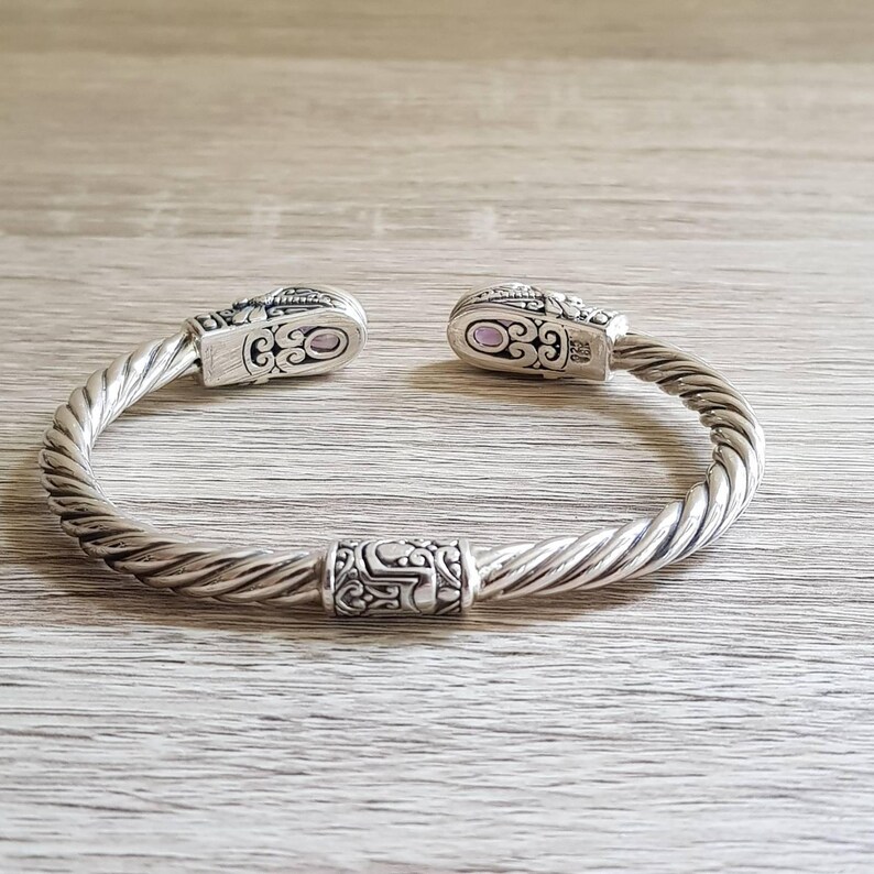925 Bali Silver Cuff Bracelet with semi precious stone
