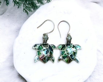 Bali Turtle Earrings Paua Shell Sterling Silver Bali Turtle Earrings Paua Shell Sterling Silver