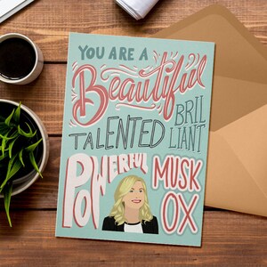 Leslie Knope funny greeting card parks and rec, birthday, anniversary, friendship image 1