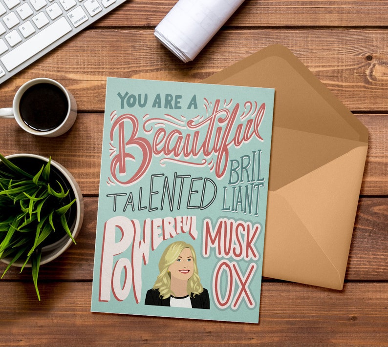 Leslie Knope funny greeting card parks and rec, birthday, anniversary, friendship image 1