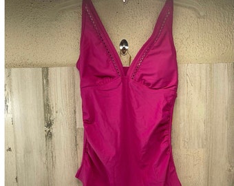 Kona Sol (Target) Raffung Seite Hot Pink Tankini Badeanzug Top Adj sz Kleine BB8 lol