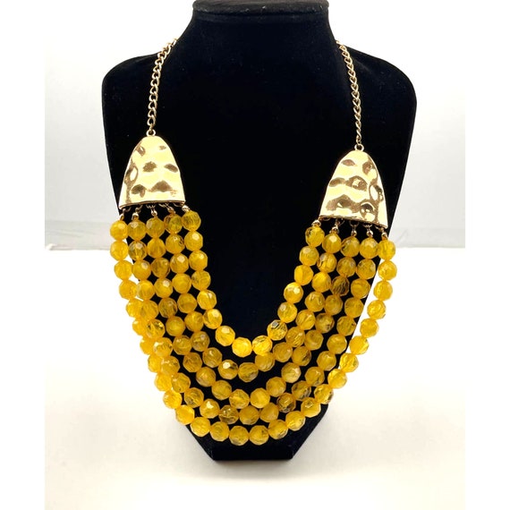 Vintage To Modern Layered Yellow Lucite Beaded Bi… - image 3