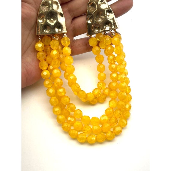 Vintage To Modern Layered Yellow Lucite Beaded Bi… - image 7