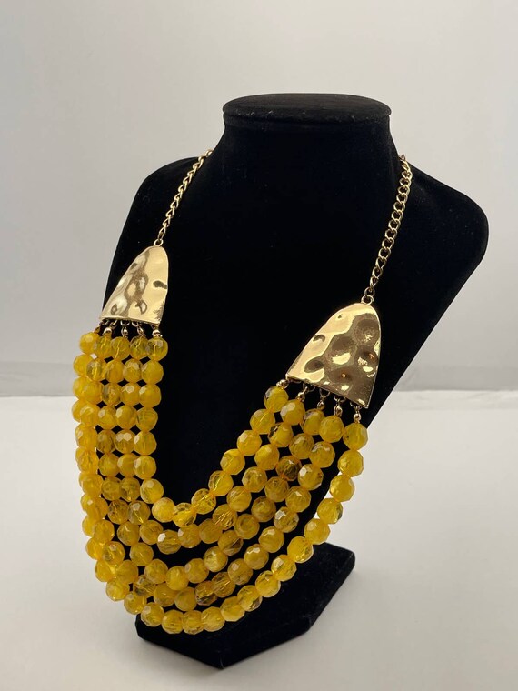 Vintage To Modern Layered Yellow Lucite Beaded Bi… - image 5