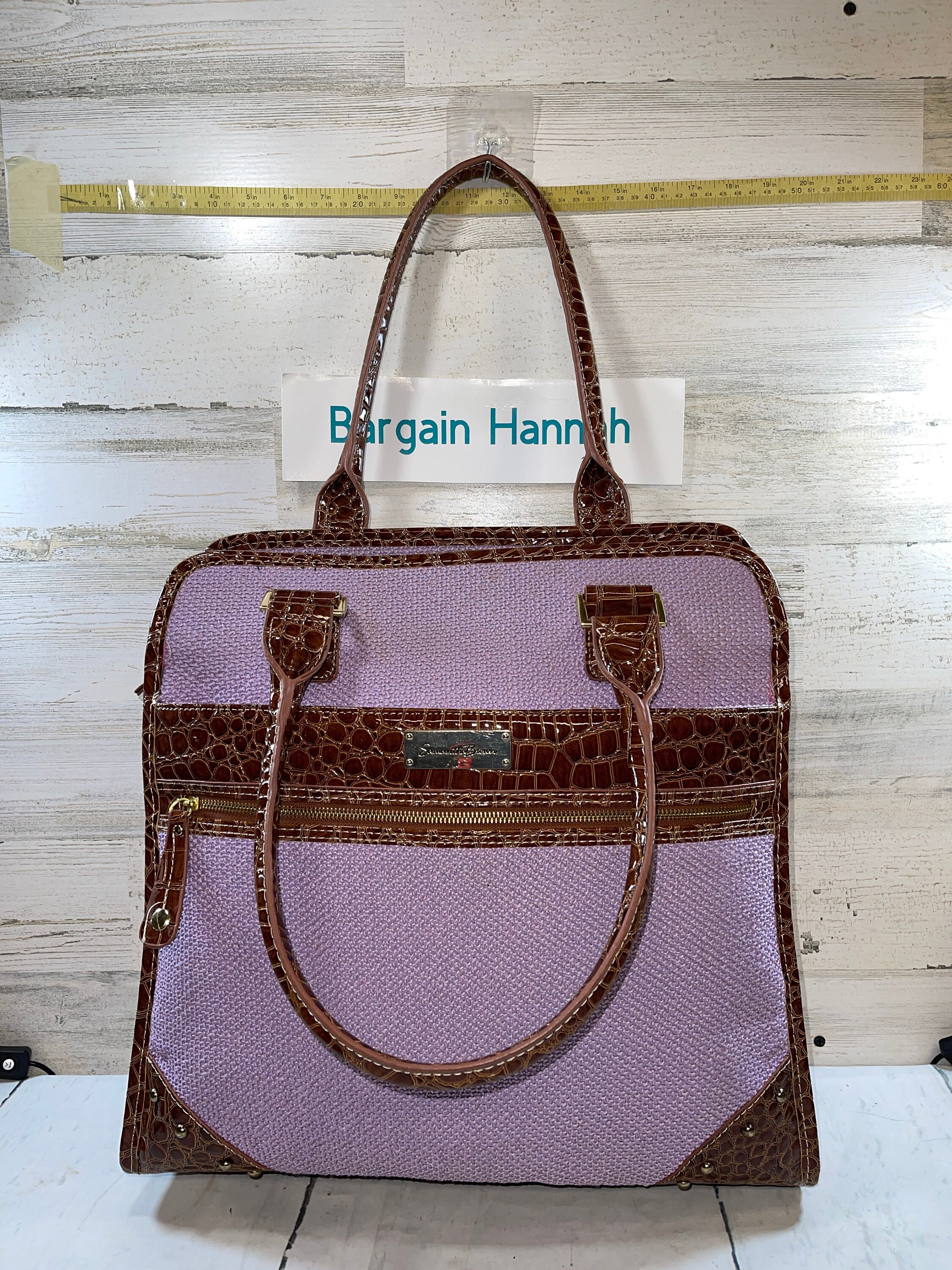 Brown Bolso de mano grande de viaje Croco Gofrado - España