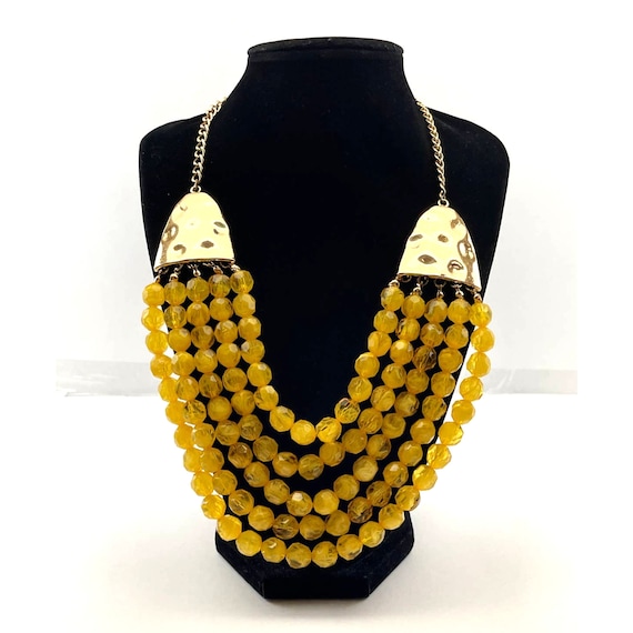 Vintage To Modern Layered Yellow Lucite Beaded Bi… - image 1