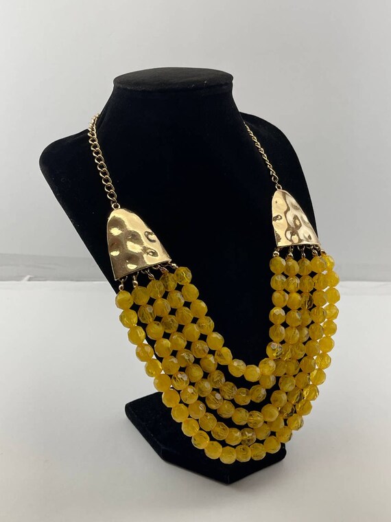 Vintage To Modern Layered Yellow Lucite Beaded Bi… - image 4